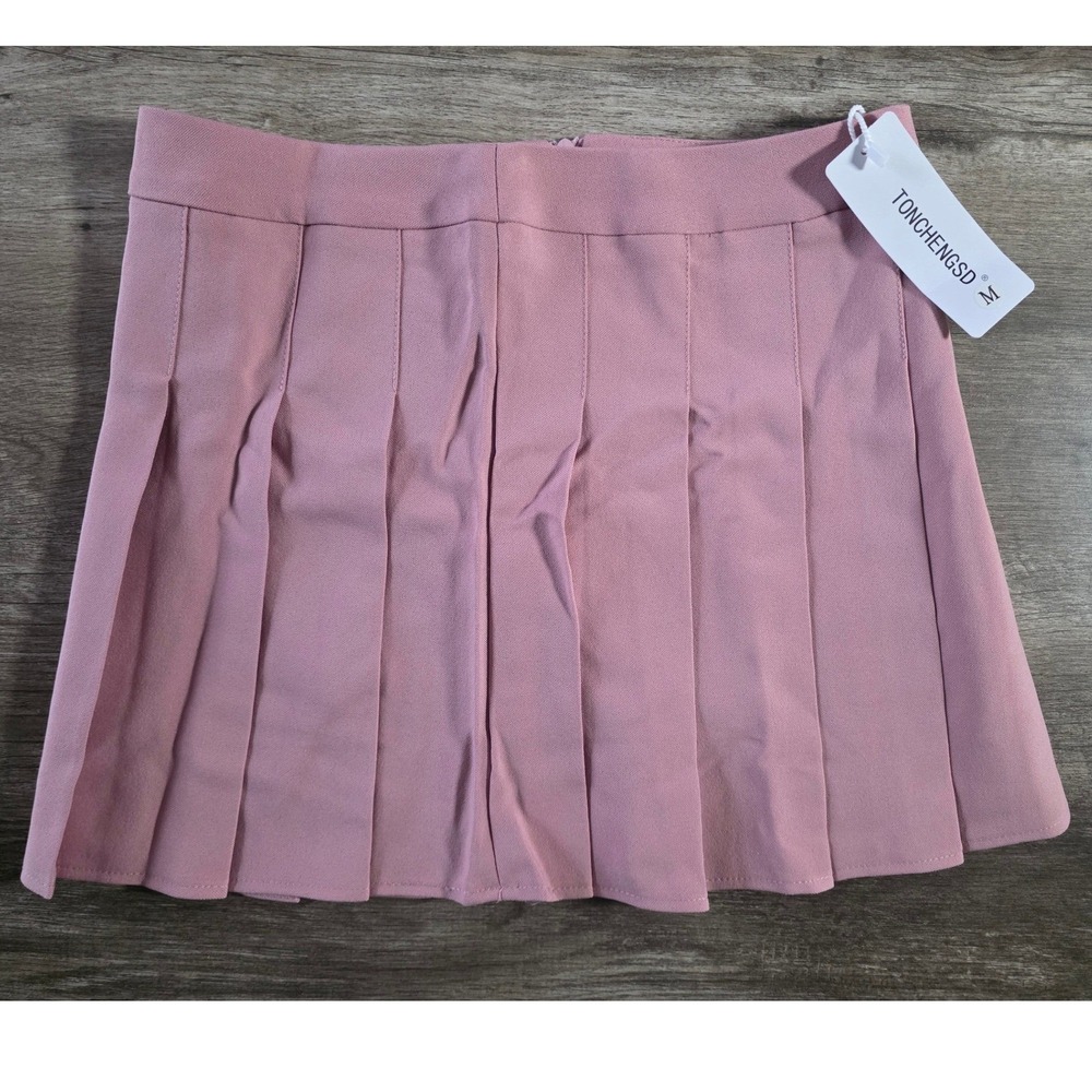 Tonchengsd Pink Pleated Mini Skirt with Built-in‎ Shorts Womens Size M New
